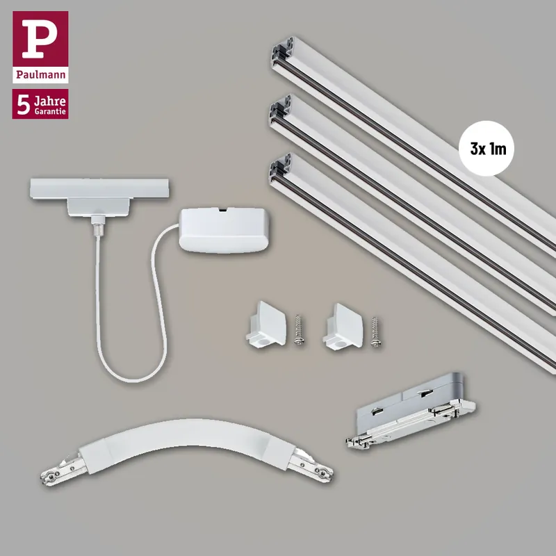 Paulmann URail Basis-Set Weiß + 3x Schiene 1m + Kabel-Einspeisung Expressversand