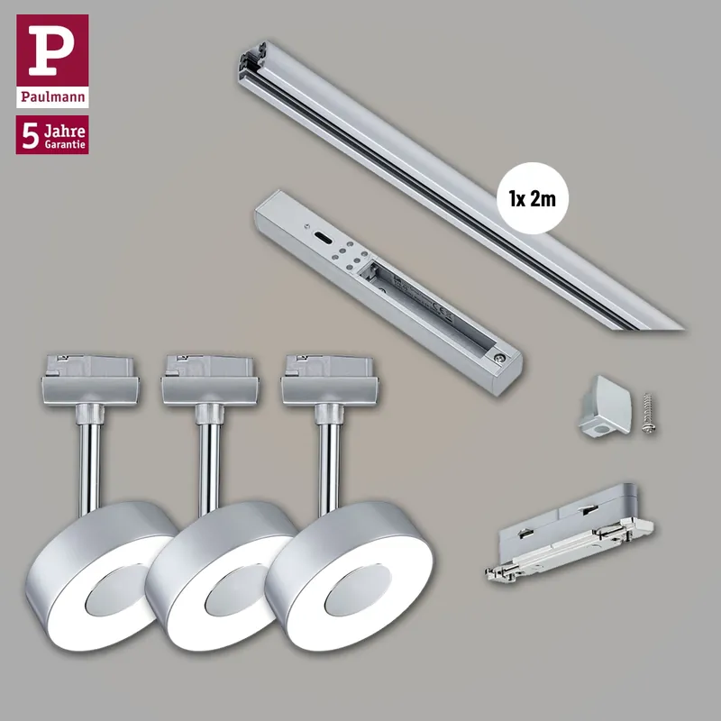 Heißes Angebot Paulmann URail Schienensystem Bundle-Set Circle Chrom matt + 3 URail Spots