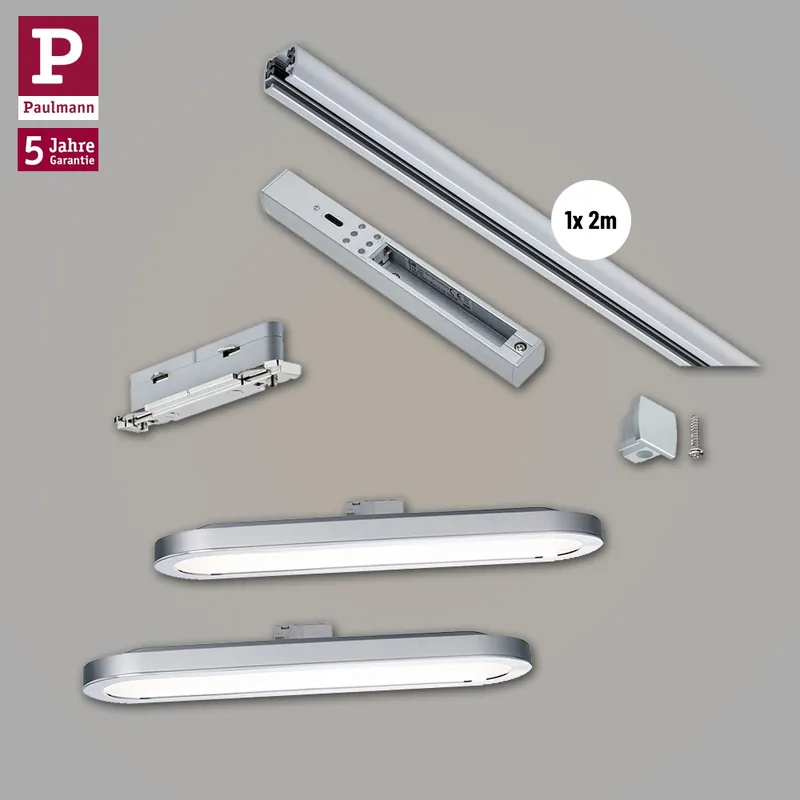Paulmann URail Schienensystem Bundle-Set Chrom matt + 2x LED-Panel Loop + 2m Stromschiene Beliebt