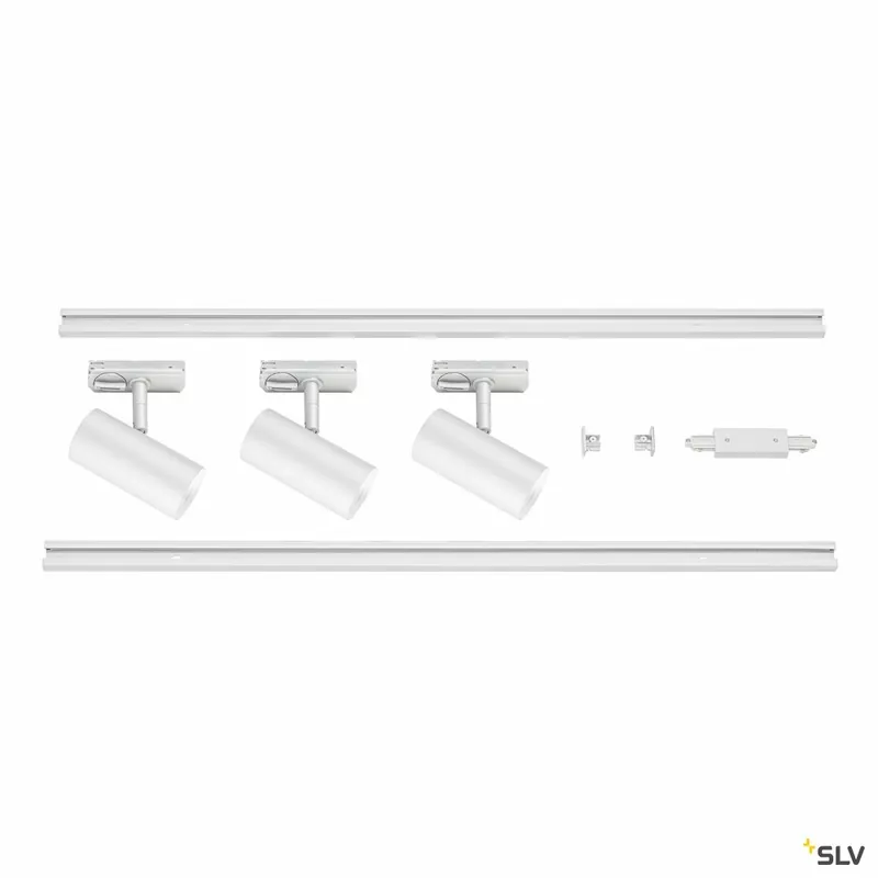 Preis Gesenkt SLV 1-Phasen Schienensystem Set weiß mit 3x NOBLO® SPOT + 2x 1m Stromschiene