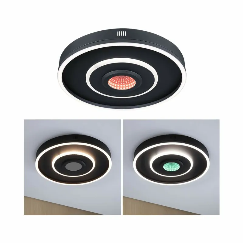 Schnäppchen Paulmann LED Deckenleuchte Spaceglow Four RGB+ 320lm / 800lm 230V 22W dimmbar Schwarz matt