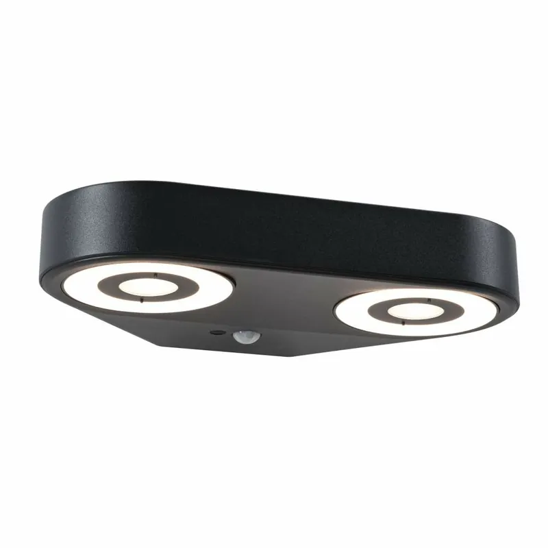 Paulmann LED Außenwandleuchte Silma Bewegungsmelder Zweifacher Lichtaustritt IP44 280x176mm 3000K 2x5,5 / 2x0,7W 2x600lm 230V Anthrazit Aluminium Sonderaktion