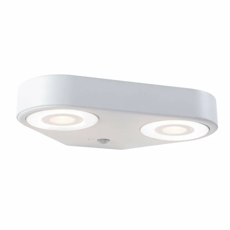 Paulmann LED Außenwandleuchte Silma Bewegungsmelder Zweifacher Lichtaustritt IP44 280x176mm 3000K 2x5,5 / 2x0,7W 2x600lm 230V Weiß Aluminium Expressversand