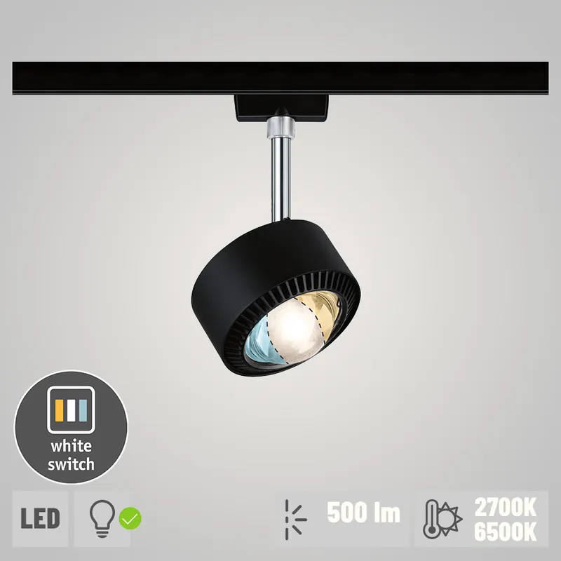 Paulmann URail LED Schienenspot Aldan 8W 500lm White Switch Schwarz matt (LED fest verbaut) Sonderaktion