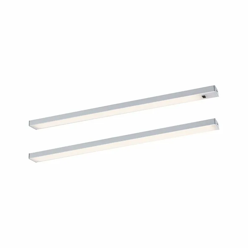 Paulmann LED Unterschrankleuchte Inline 2er-Set Starterset PIR-Sensor 3000K dimmbar 2x4W 350x26mm 2x350lm 24V Chrom matt mit Steckertrafo Finale Aktion
