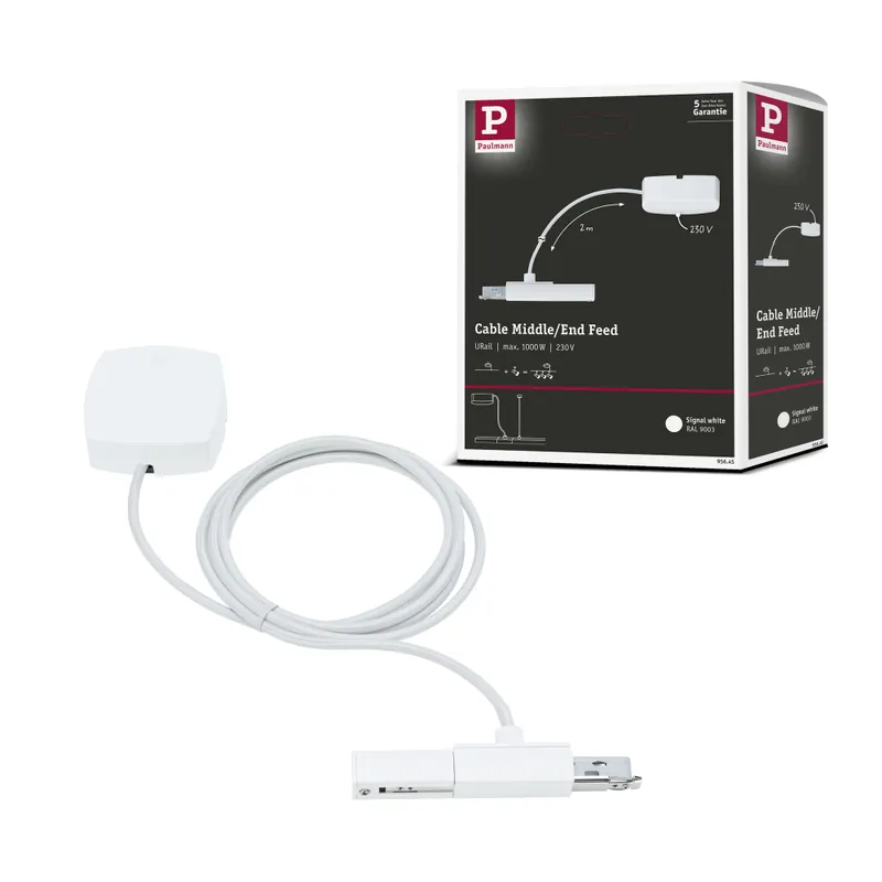 Neue Kollektion Paulmann URail Einspeisung Kabel 2m Signalweiß für Seil-Deckenabhängung