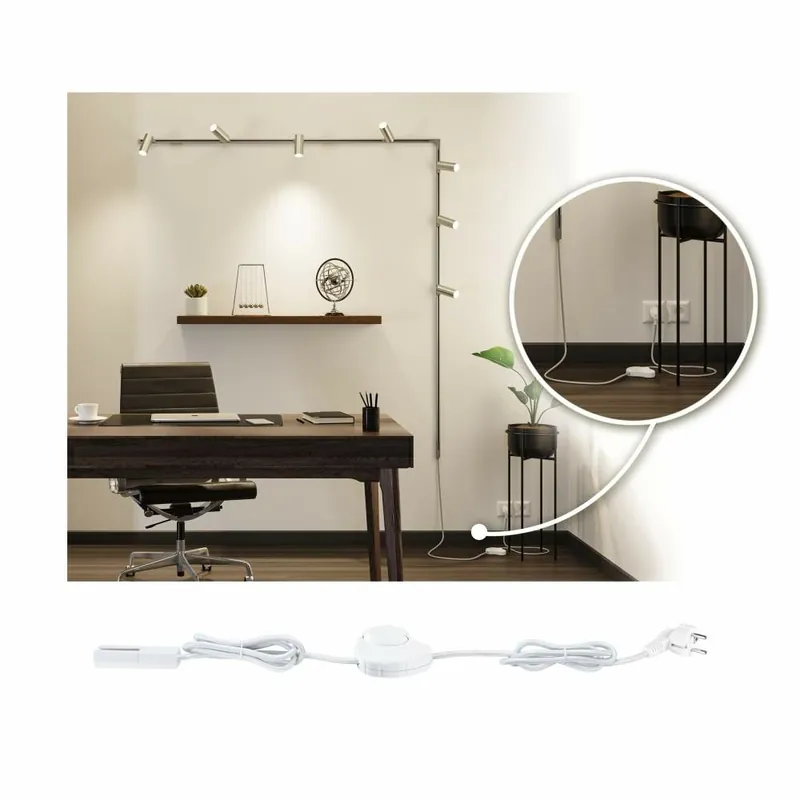 Paulmann URail Einspeisung Kabel mit Schalter 2m max. 1000W Chrom matt Markenprodukt
