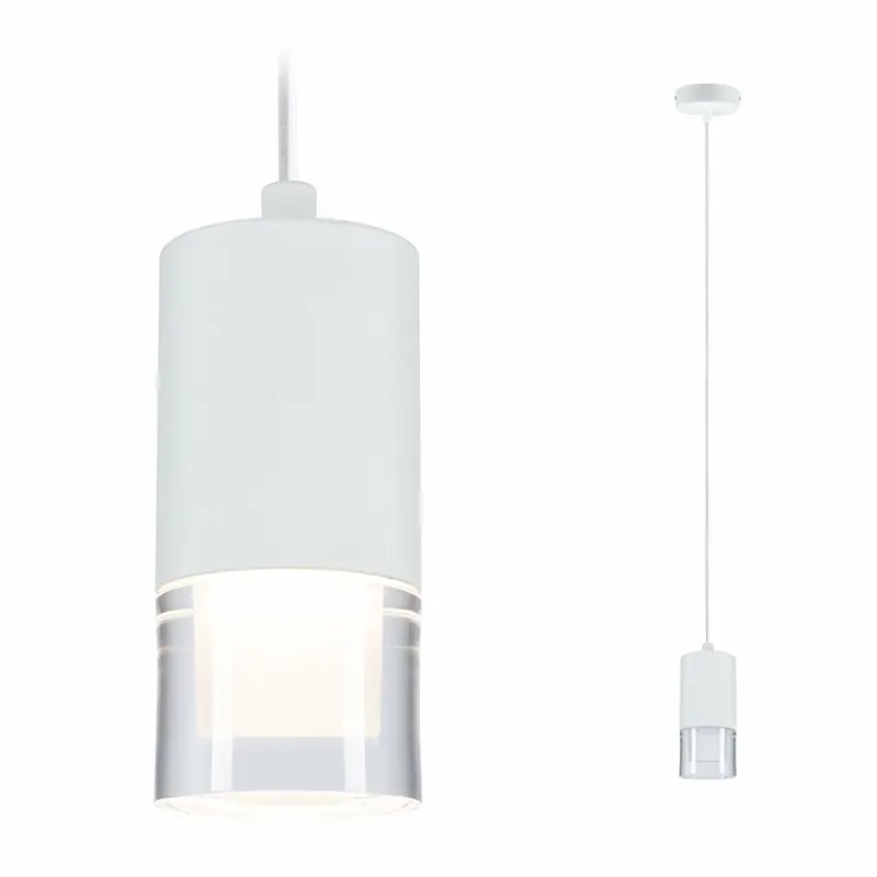Angebot Paulmann LED Pendelleuchte Kame Klar Signalweiß 9W 3000K 3-Step-Dim IP44