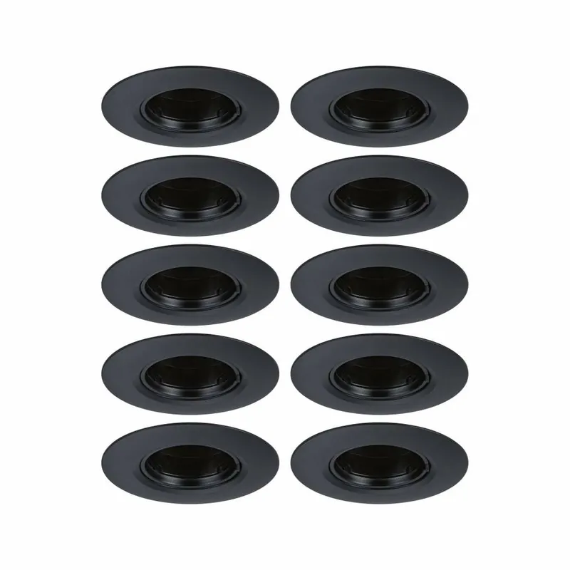 Paulmann Einbauleuchte 10er-Pack starr rund Schwarz 90mm GU10 max. 10x10W 230V dimmbar Kostenfreie Lieferung