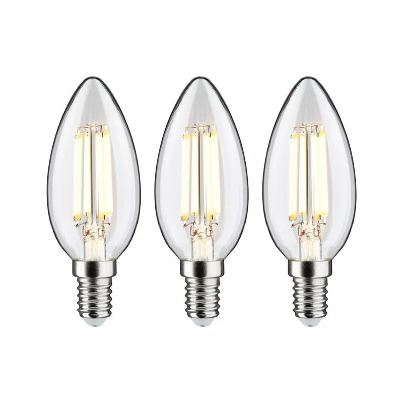 Neuheit Paulmann Eco-Line Filament 230V LED Kerze E14 3er-Pack 98mm 525lm 2,5W 3000K Klar
