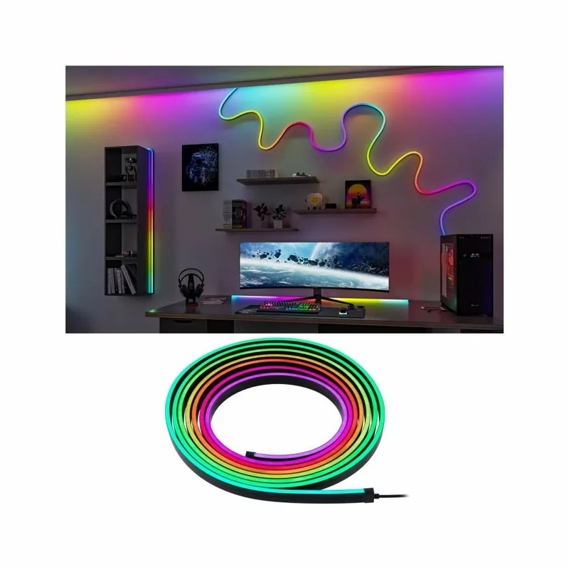 Echt Paulmann EntertainLED LED Schlauch Black Neon RGB+ 5m 12W 96 LEDs/m inkl. Fernbedienung, Halterungen & Trafo
