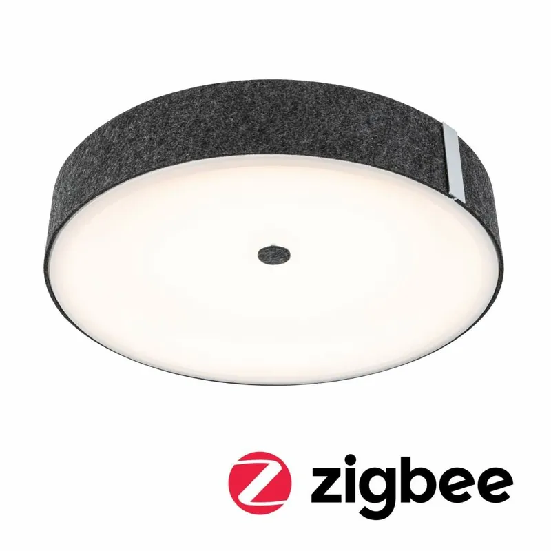 Paulmann Zigbee LED-Deckenleuchte Malika aus Filz in Anthrazit mit Backlight Technik Smart Home Tunable-White-Steuerung dimmbar 230V Jetzt Kaufen