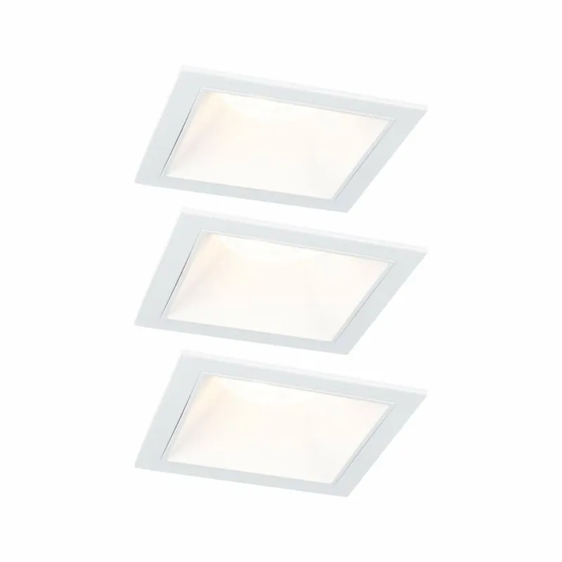 Must-Have Paulmann Cole Coin Basisset 3er-Set Weiß eckig LED Einbauleuchte IP44 3-Step-Dim 2700K 470lm 230V