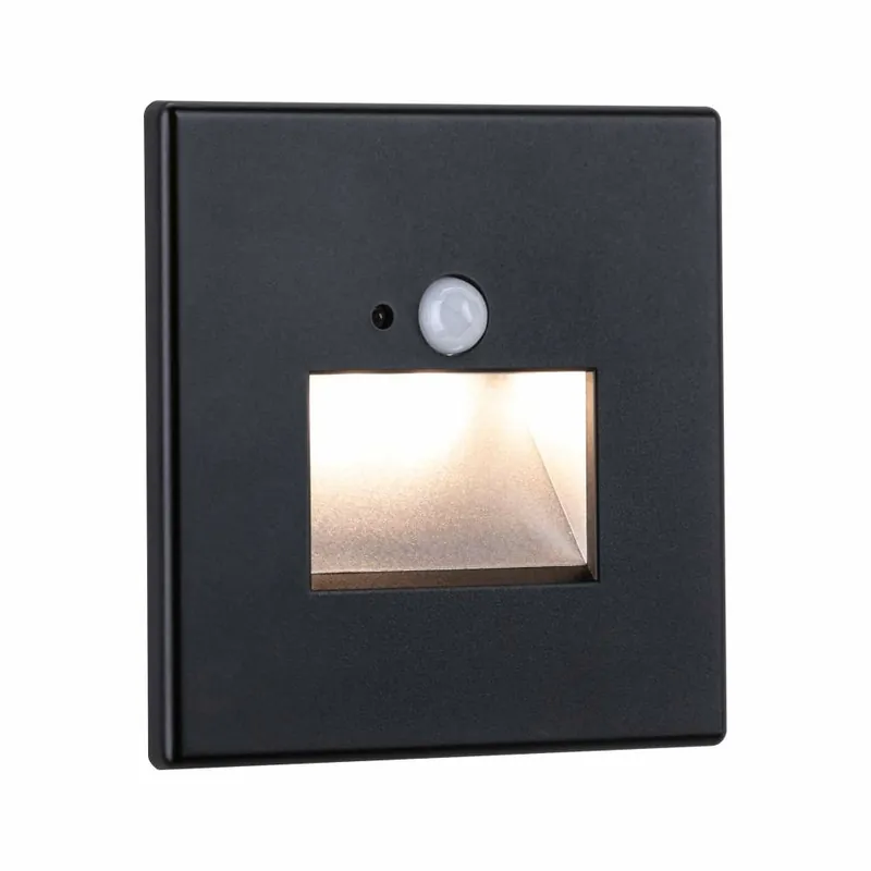 Nur Heute Paulmann LED Wandeinbauleuchte Edge Quadro Schwarz eckig 2700K mit PIR-Sensor für Geräteeinbaudose mit ⌀ 68mm