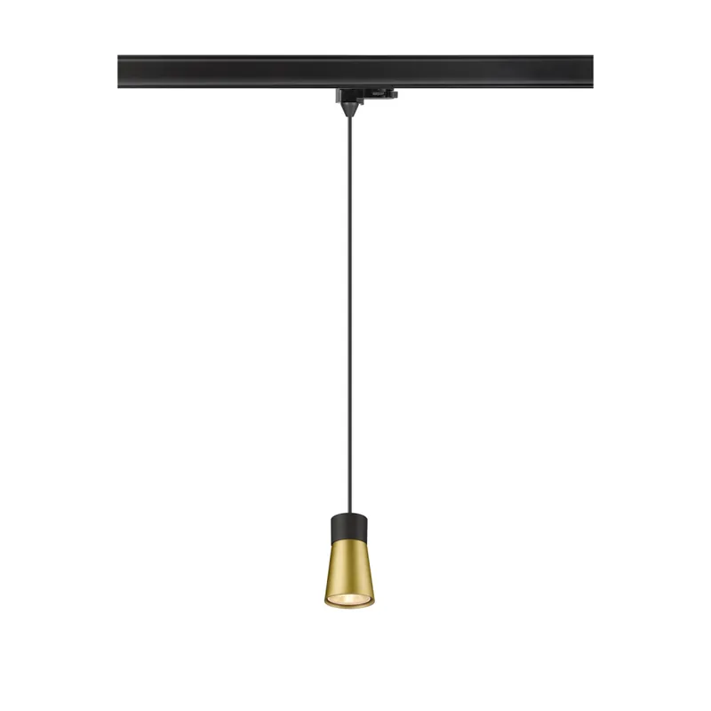 SLV PURI 2.0 Cone, 3 Phasen Pendelleuchte, GU10, Pendellänge 200cm, 1x max. 6W, schwarz / gold Letzte Chance