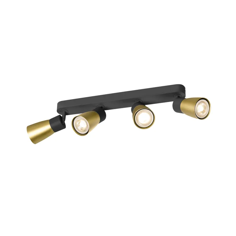 Neu Im Sortiment SLV PURI 2.0 Dome, Wand- und Deckenaufbauleuchte, long, 4 x max. 6W GU10, schwarz / gold