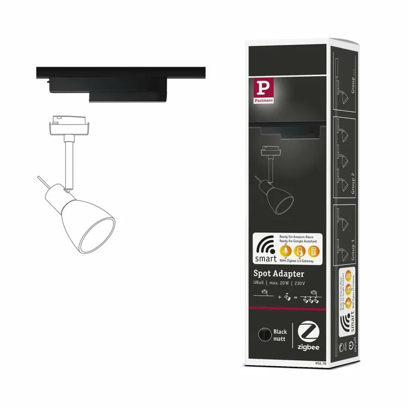Top-Seller Paulmann URail Single Spot-Adapter ZigBee Schienenadapter Schwarz matt max. 20W