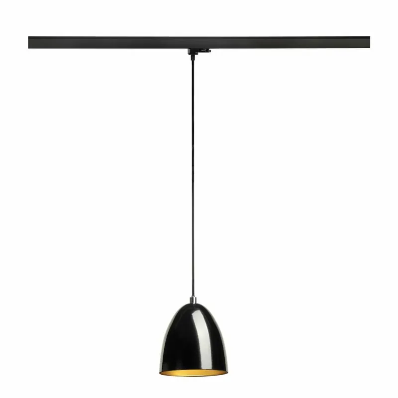 SLV PARA CONE 14, Pendelleuchte für 3 Phasen System, GU10, schwarz/gold Highlight